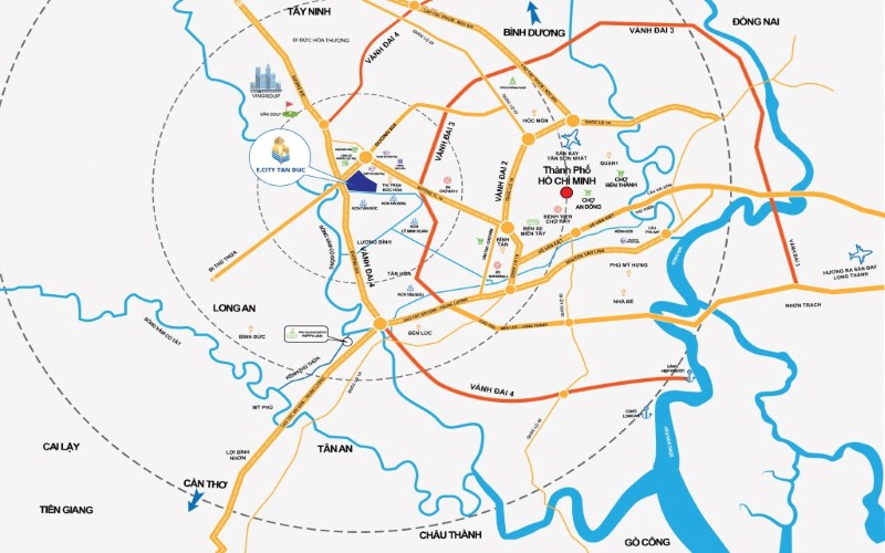 VỊ trí dự án Ecity Tân Đức Đức Hòa